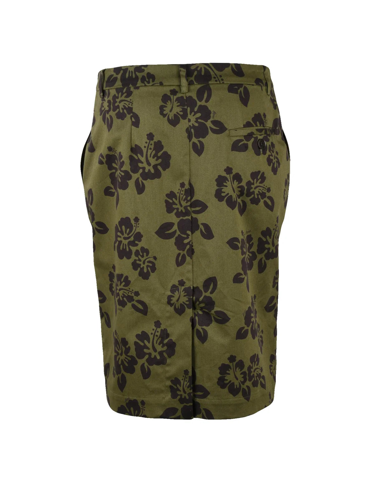 Green/Brown Cotton Women Midi Skirt