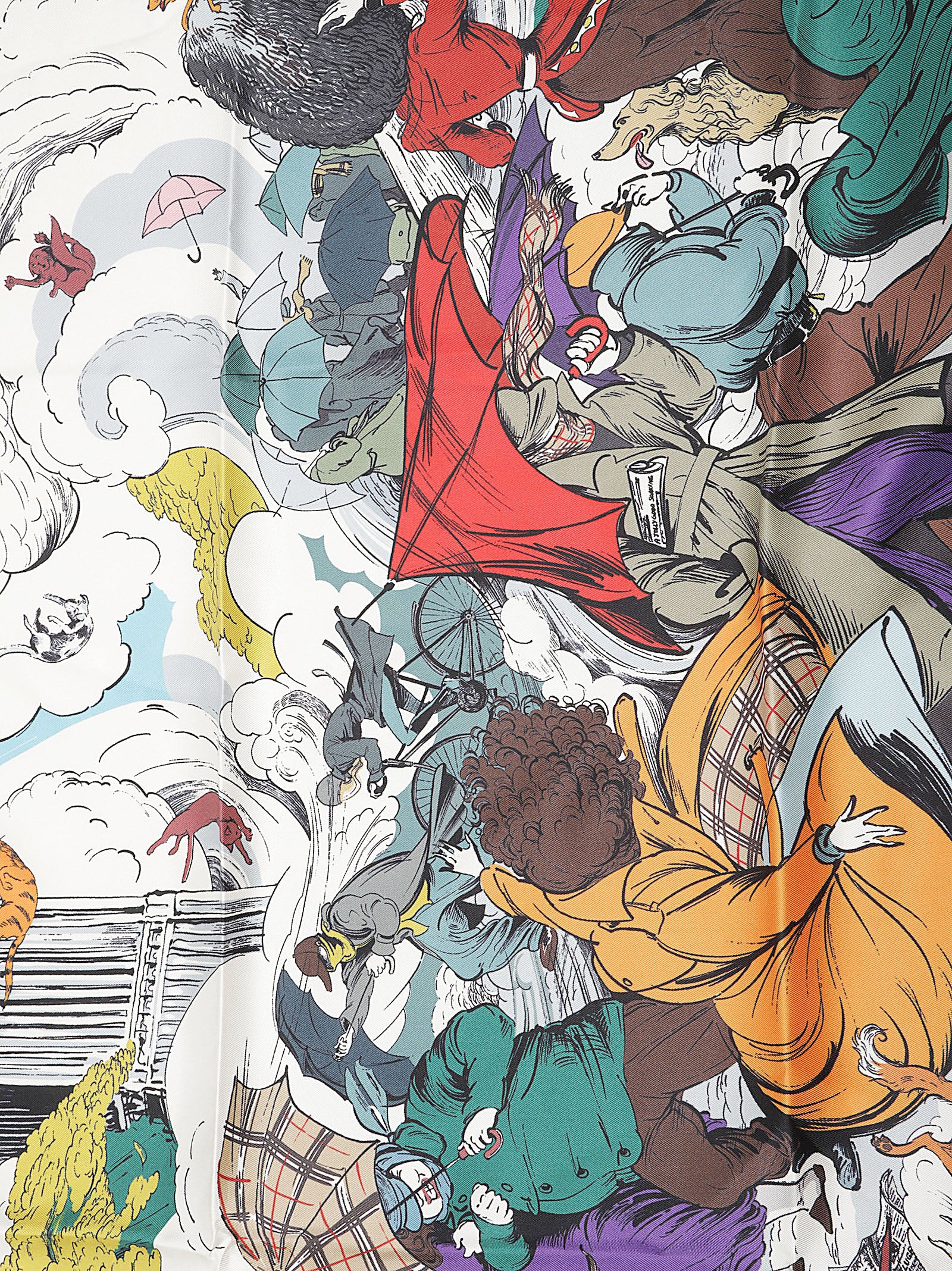 Silk Foulard with Raining Cats