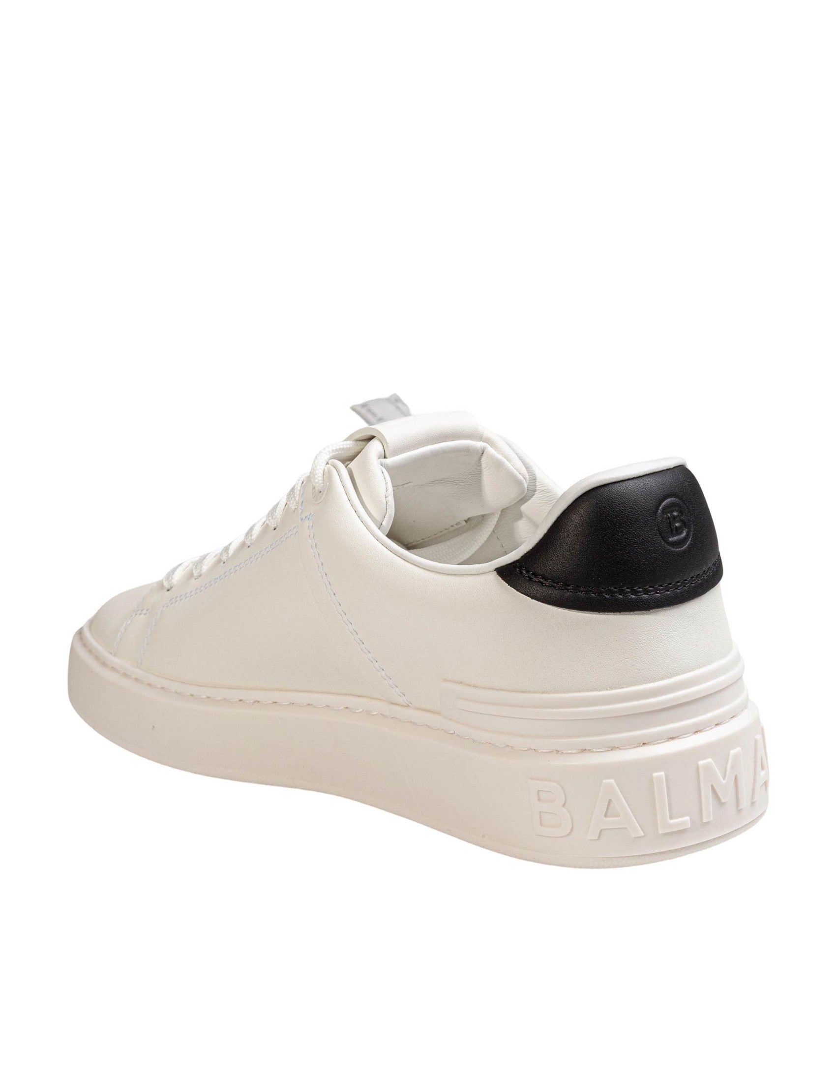 B Court White Leather Sneakers Side Logo