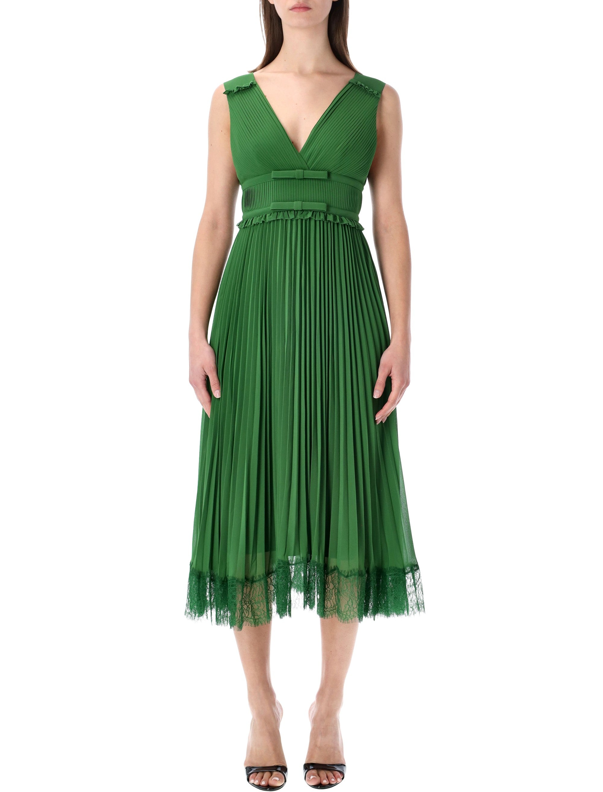 Green Chiffon Midi Dress