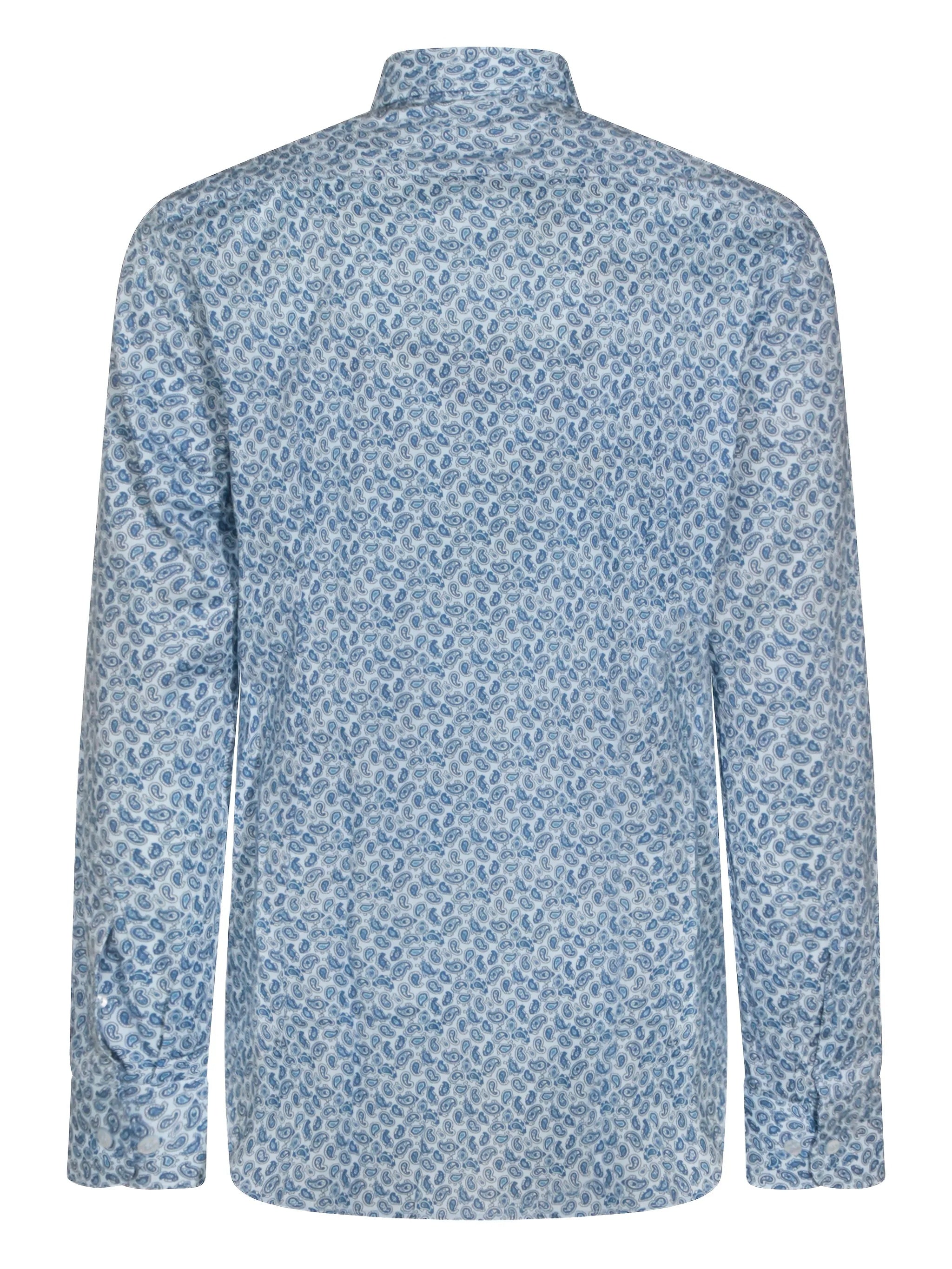 Roma Long-Sleeve Blue Paisley Pattern Shirt