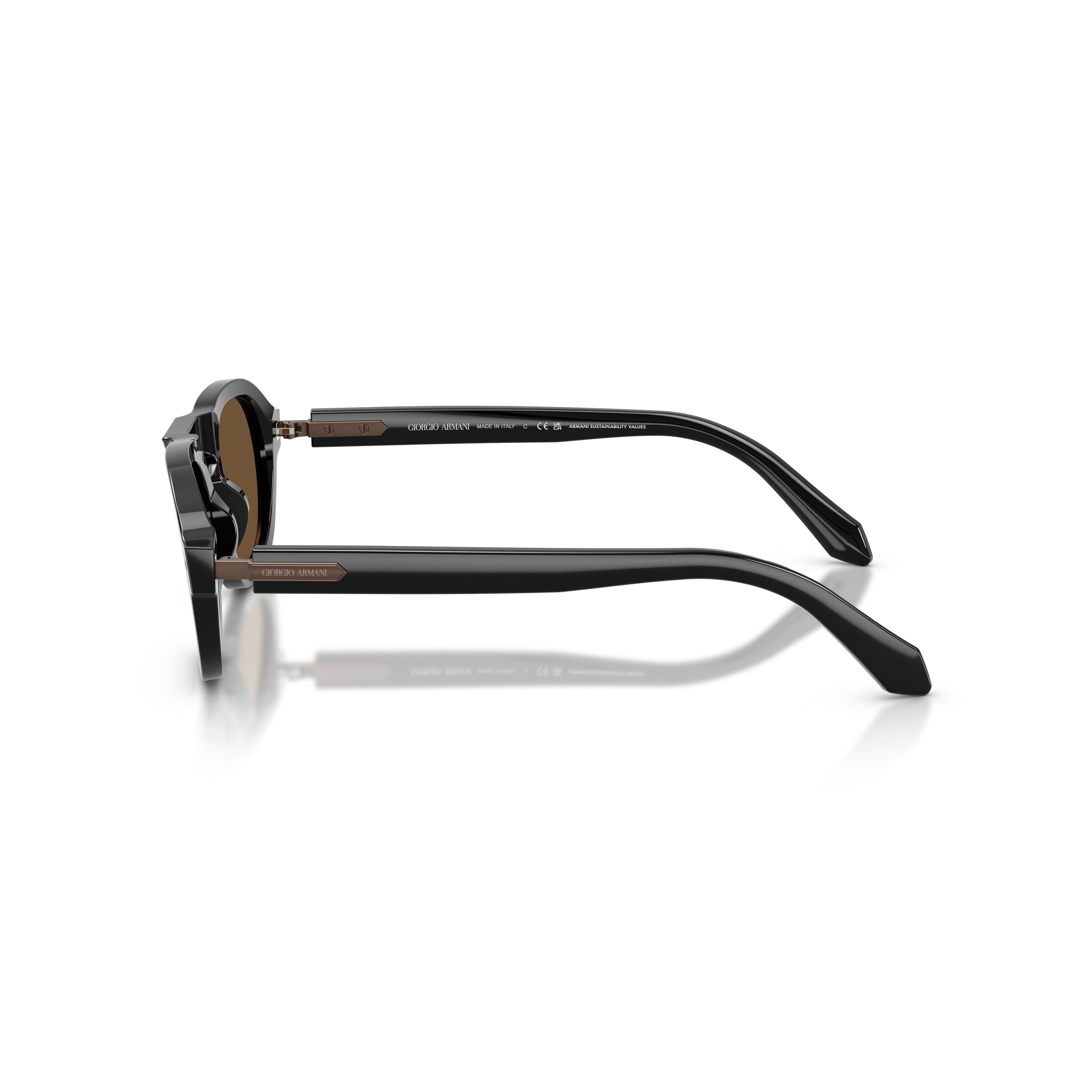 0ar8244 Bold Black Acetate Sunglasses with Warm Brown Lenses