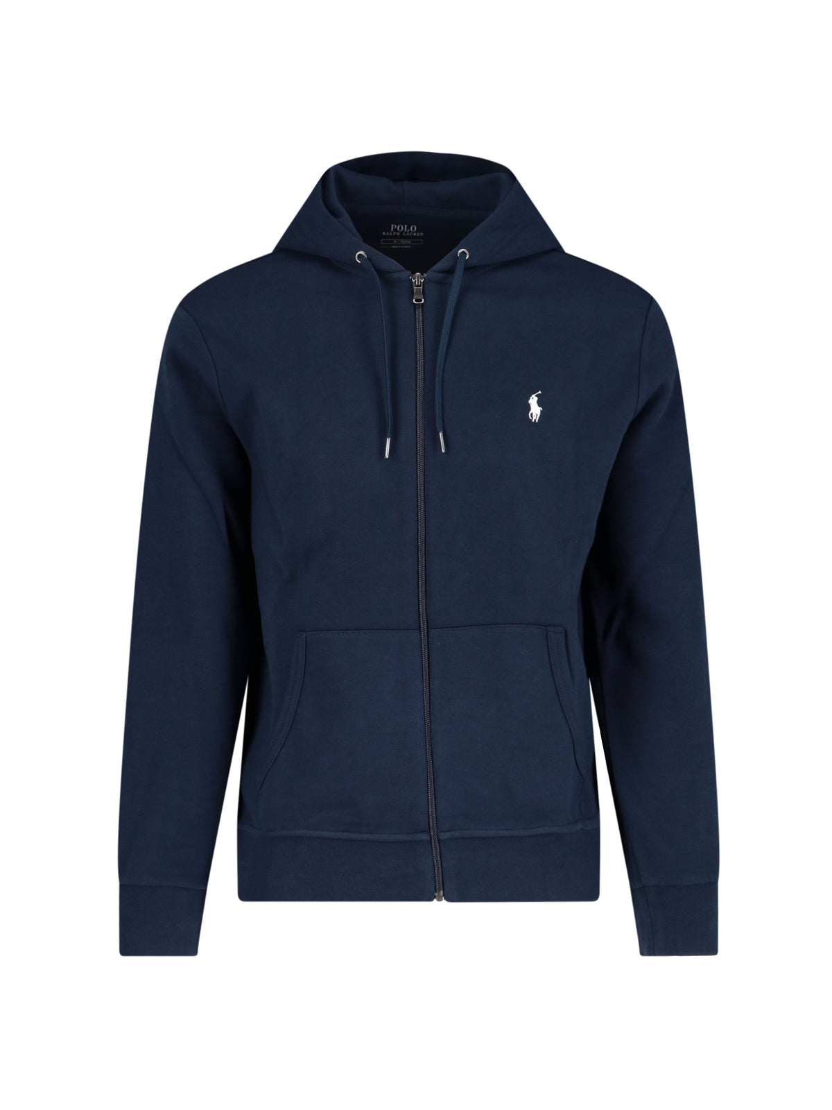 Navy Smooth Texture Ribbed Knit Hooded Sweatshirt
