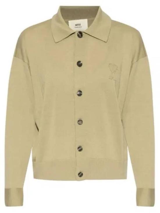 Wool Cardigan With Classic Collar And Button-Down Front