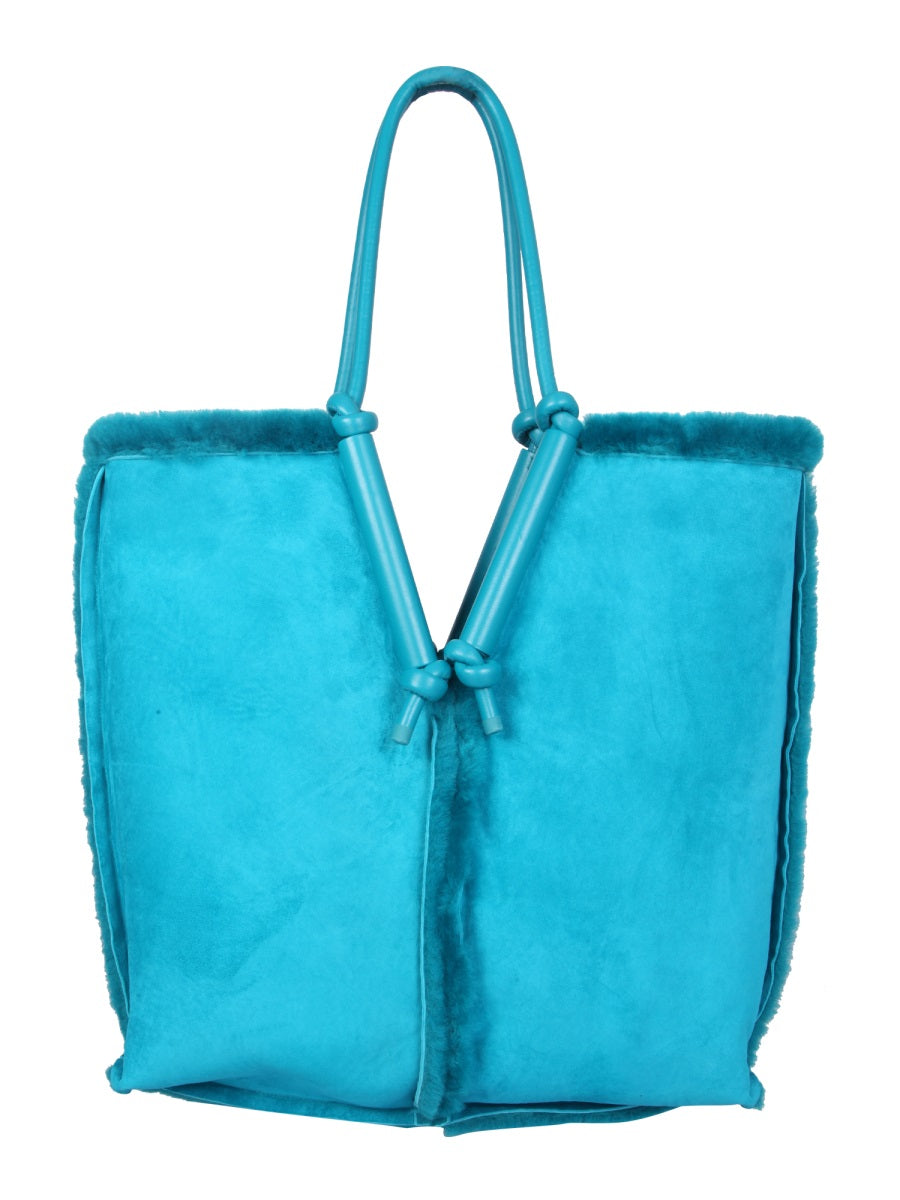 Unique Removable Double Handle Sherling Tote Bag