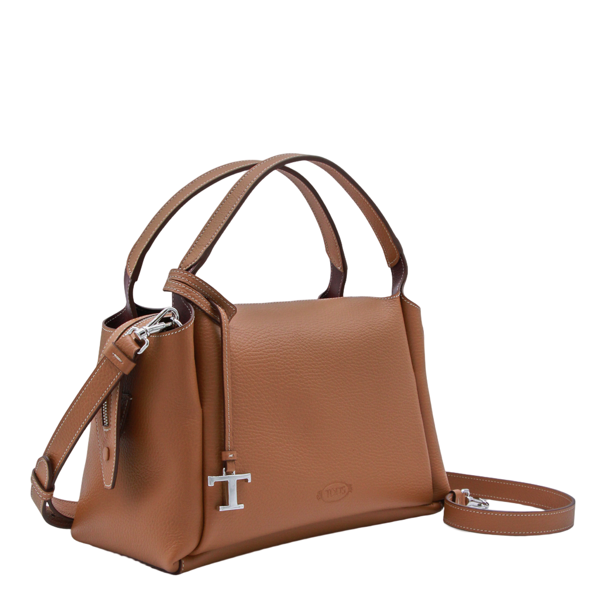 Textured Leather Structured Handbag