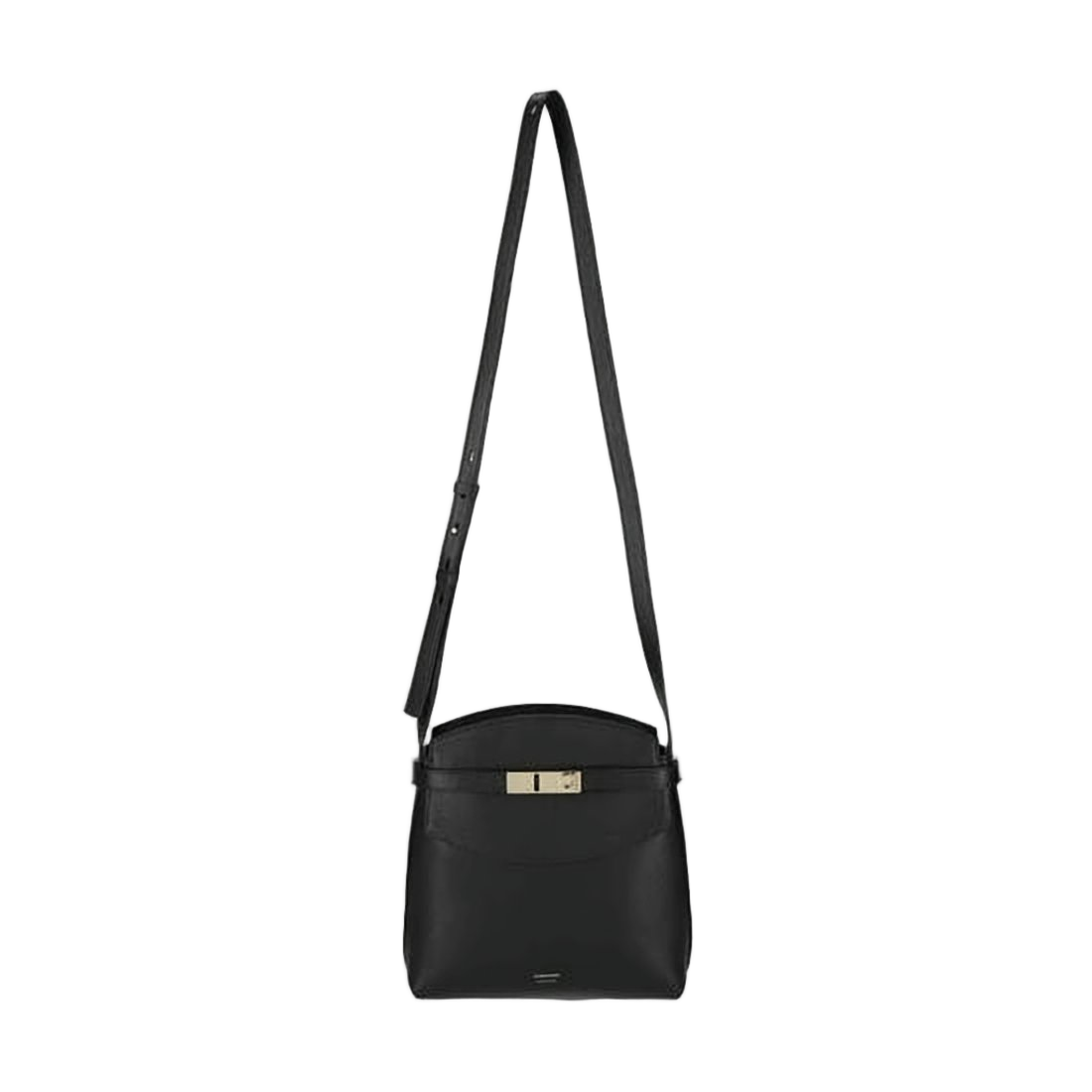 Structured Black Calf Leather Crossbody Bag