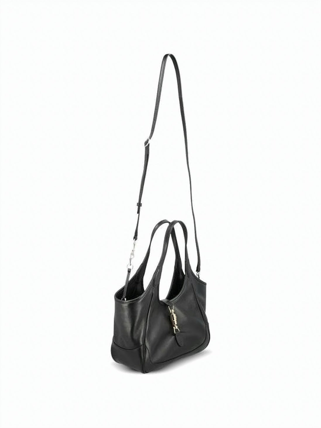 Smooth Leather Crossbody Bag with Gold-Tone Clasp Detail