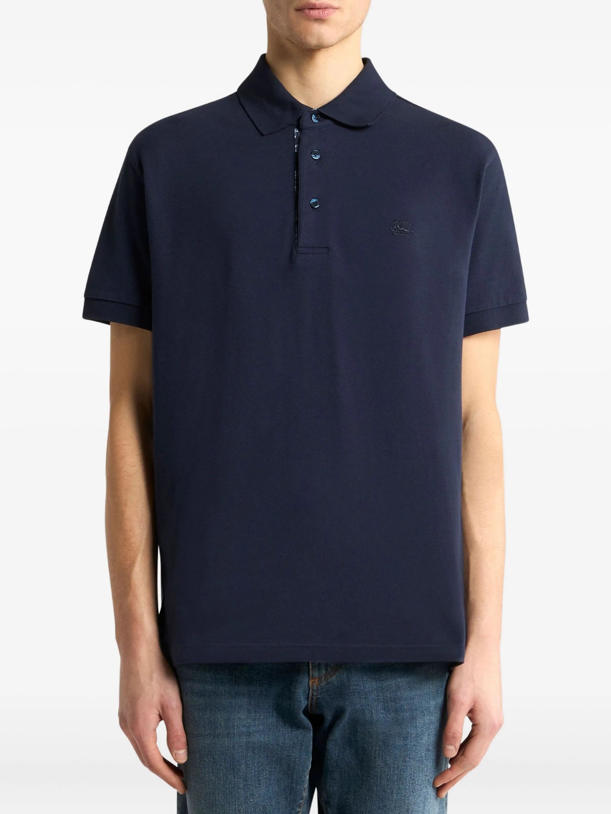 Roma Short-Sleeve Minimalist Logo Polo Shirt