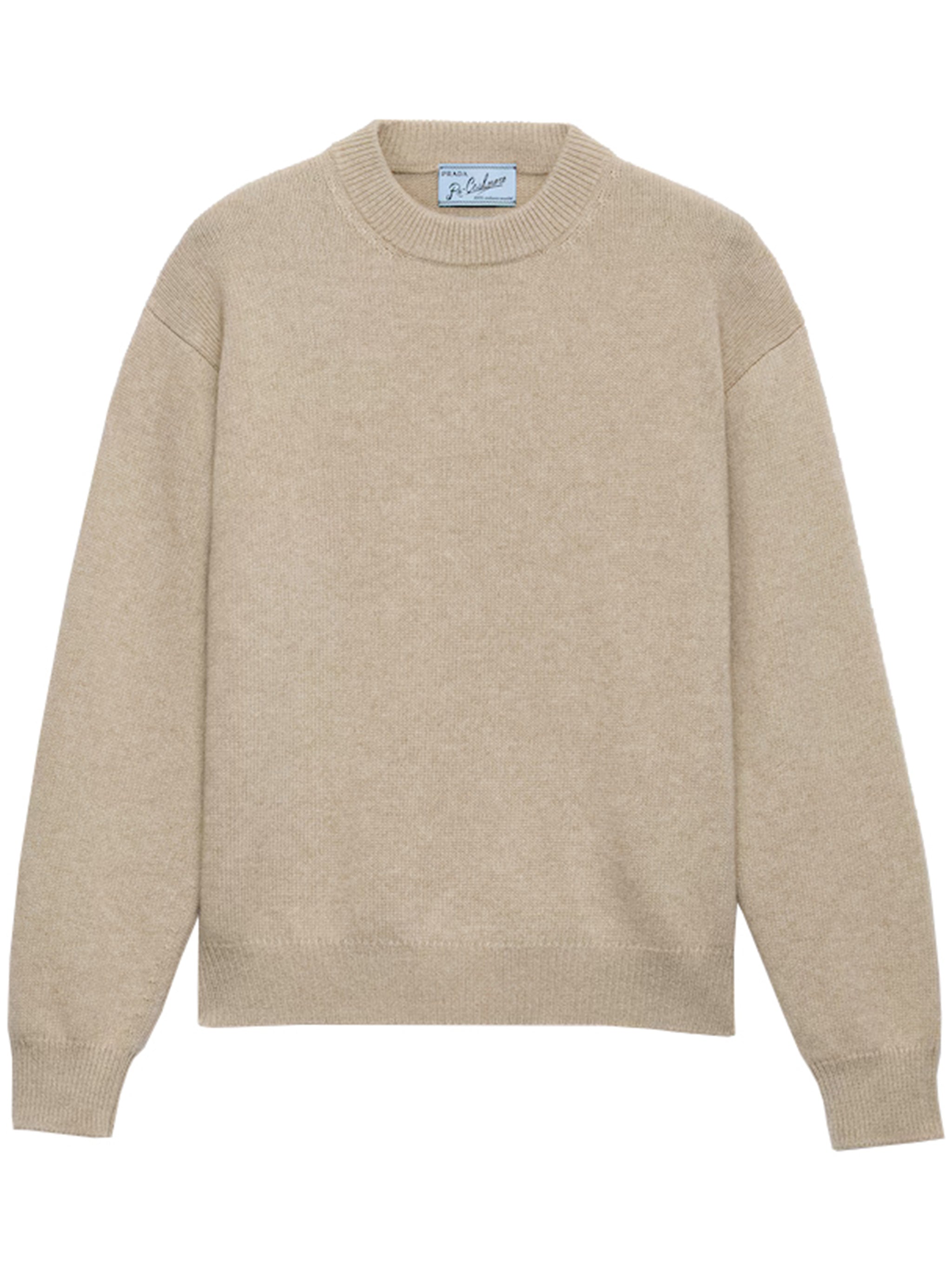 Beige Relaxed Fit Fabric Sweater