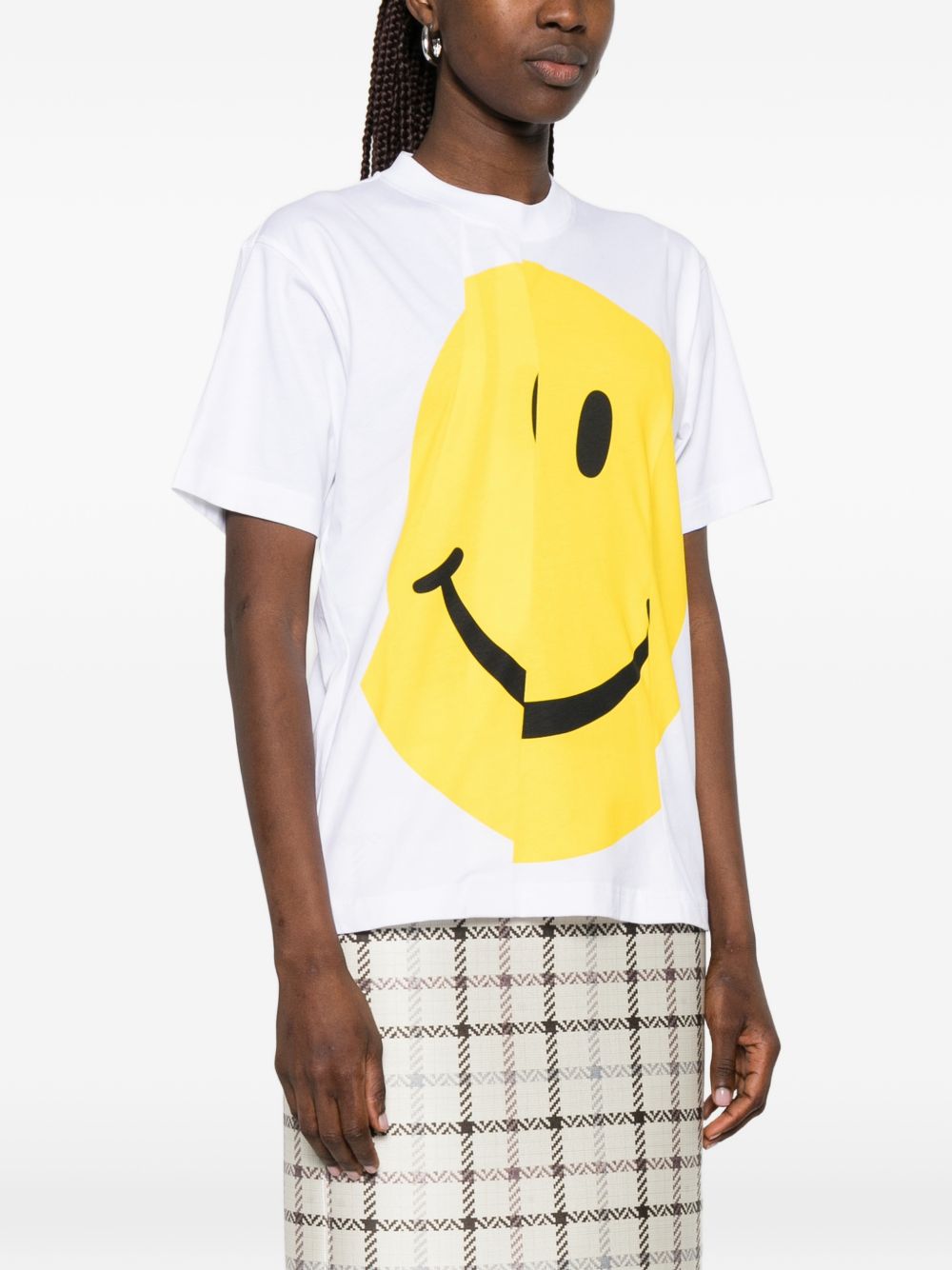 White Graphic Print Short Sleeve Top