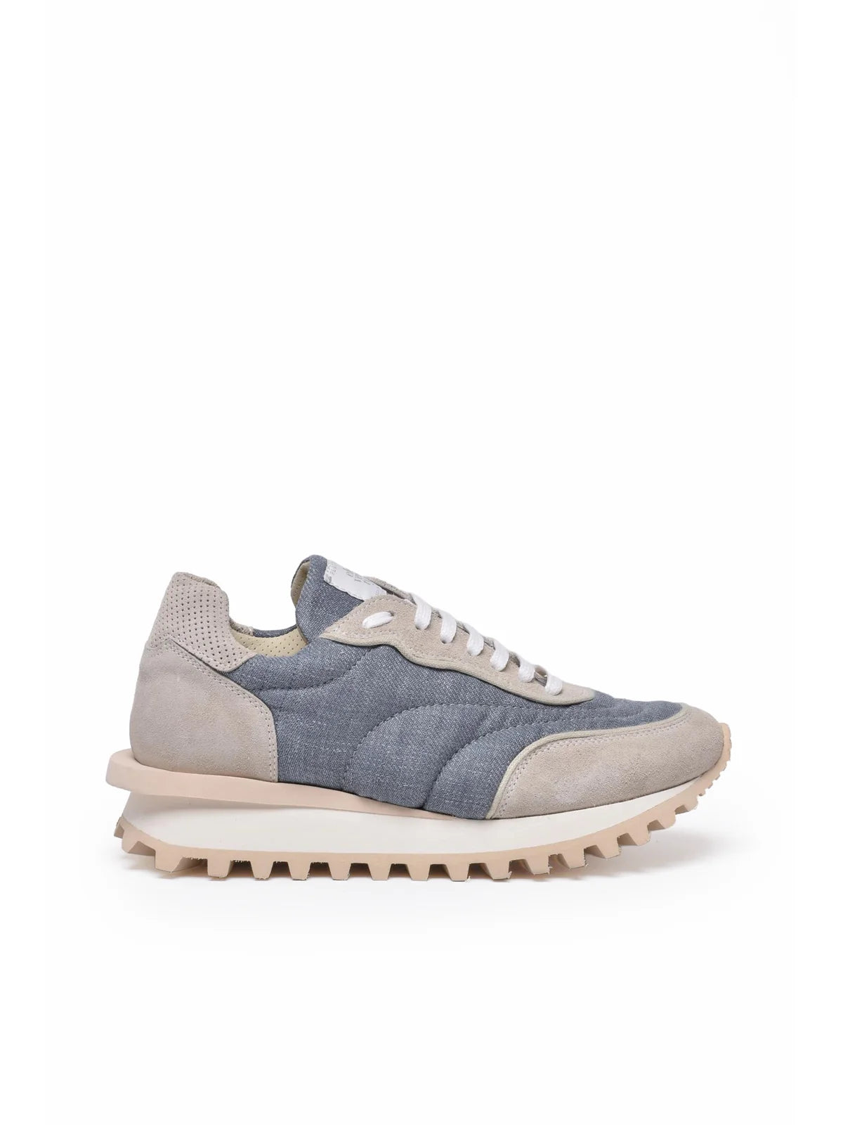 Blue Beige Suede Leather Sneakers