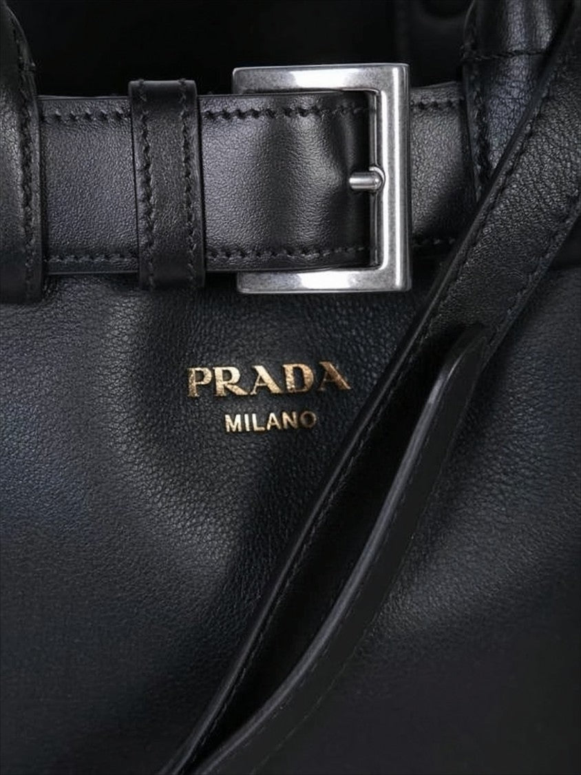 Structured Black Calf Leather Tote