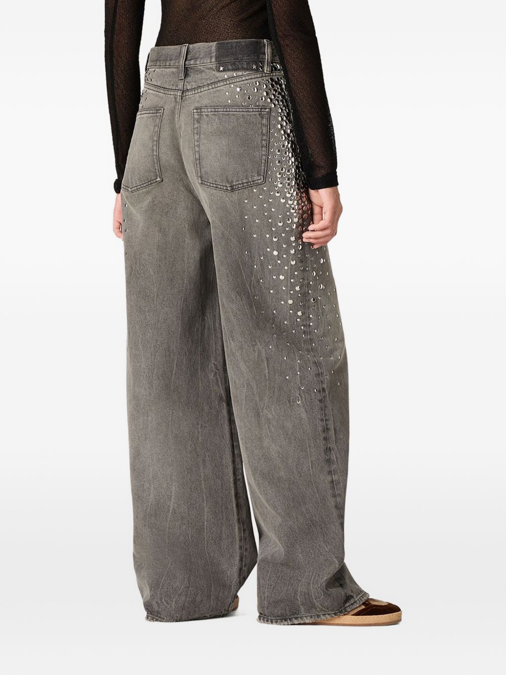 Grey Silk and Nylon Denim Jeans