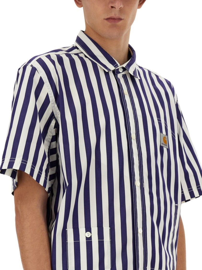 Short-Sleeved Vertical Stripe Shirt