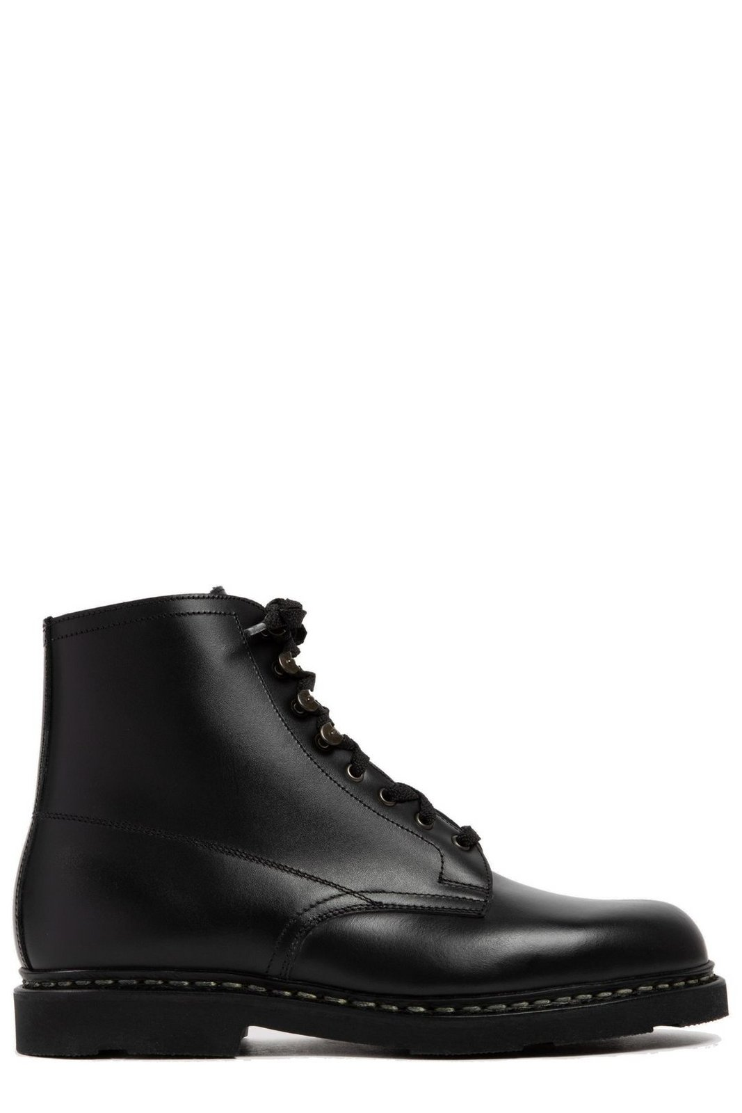 High-Top Leather Boots with Lace-Up Design