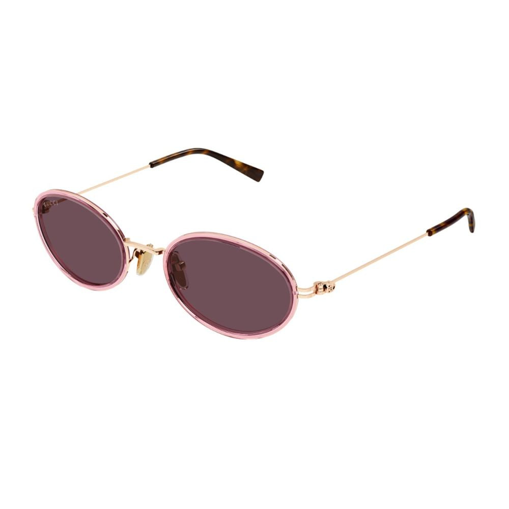 Gg1980S Emblem Line Oval Pink Gold Metal Emblem Sunglasses