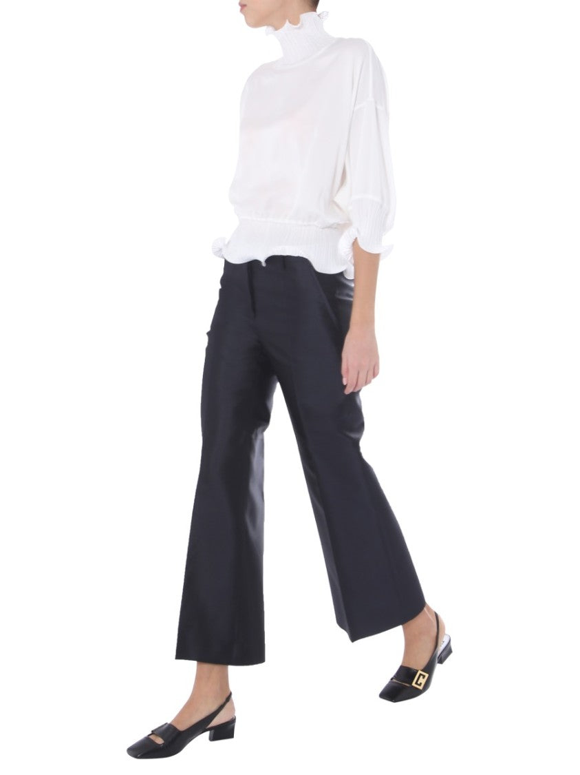 Tailored Wide-Leg Pants With Front Zipper