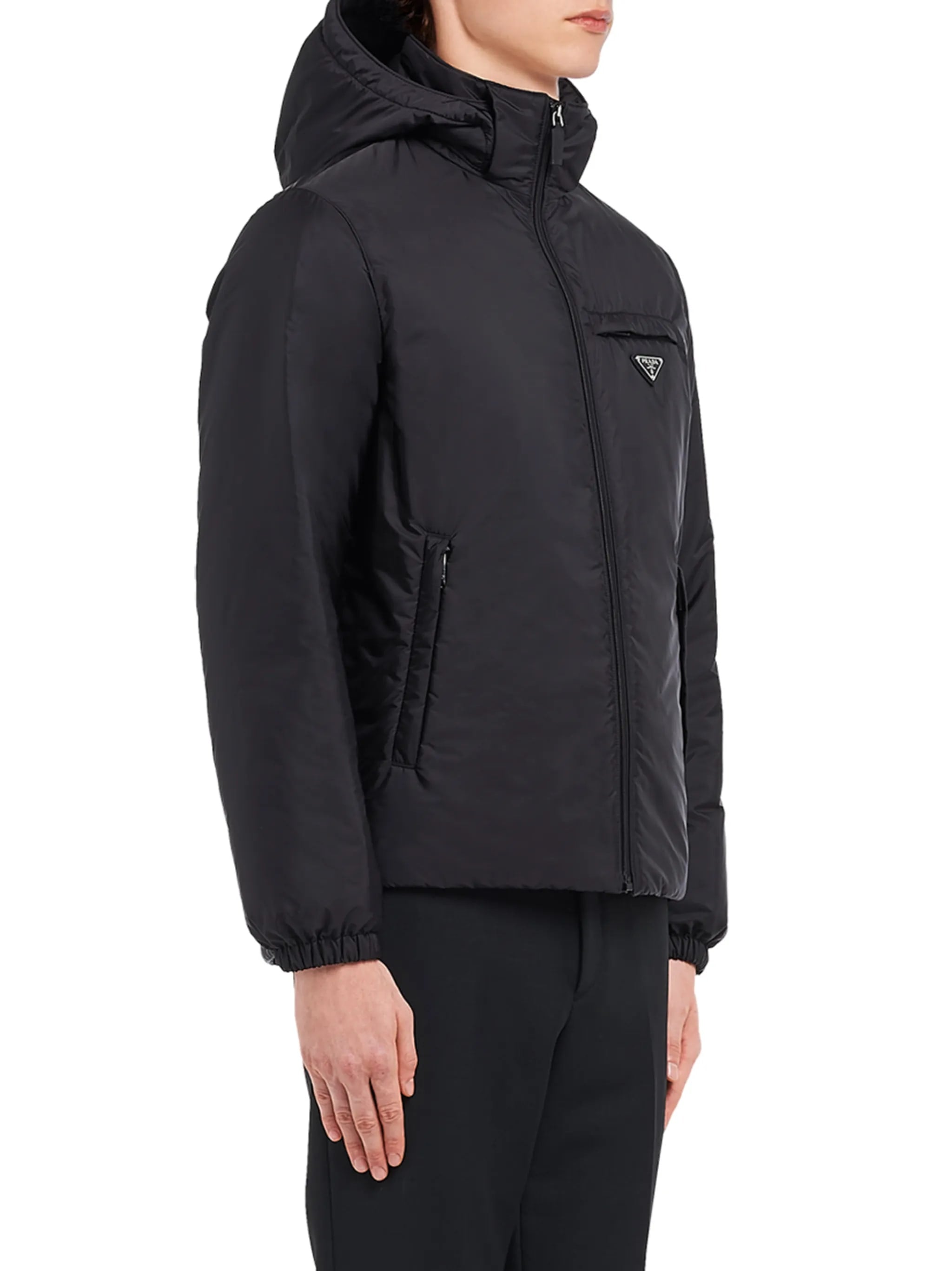 Hooded Padded Jacket With Matte Finish And Logo Detail