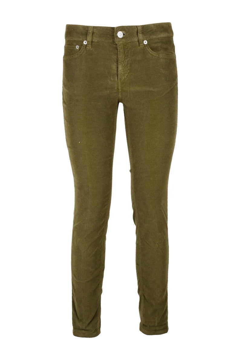 Monroe Velvet Stretch Trousers - Olive Green