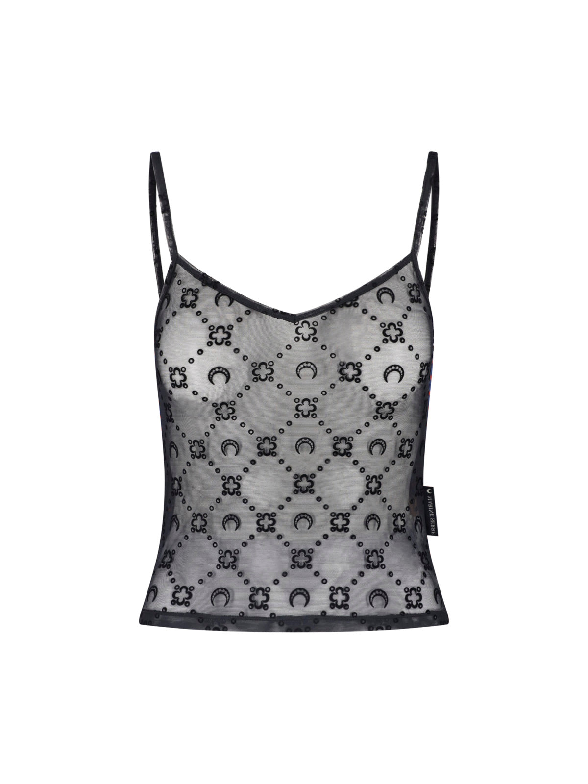 Black Sleeveless Sheer Crescent Moon Top