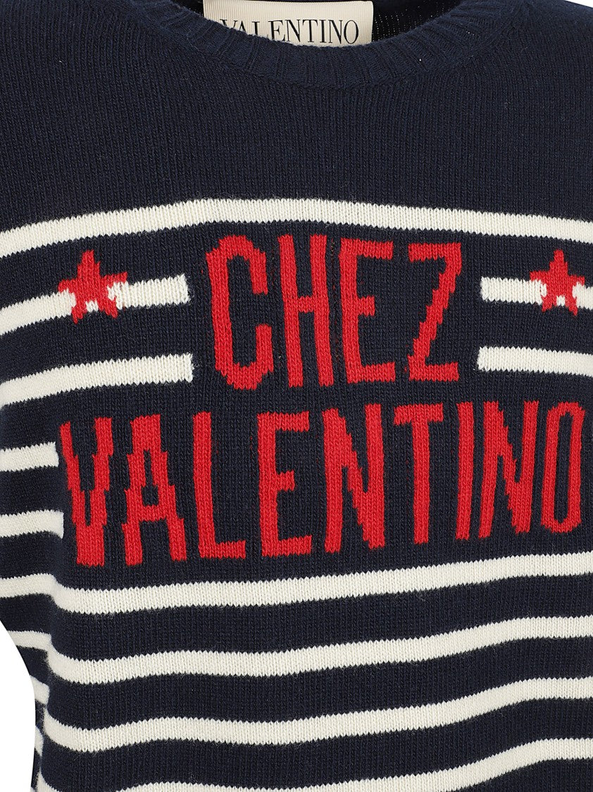 Crewneck Sweater With Bold Jacquard Motif