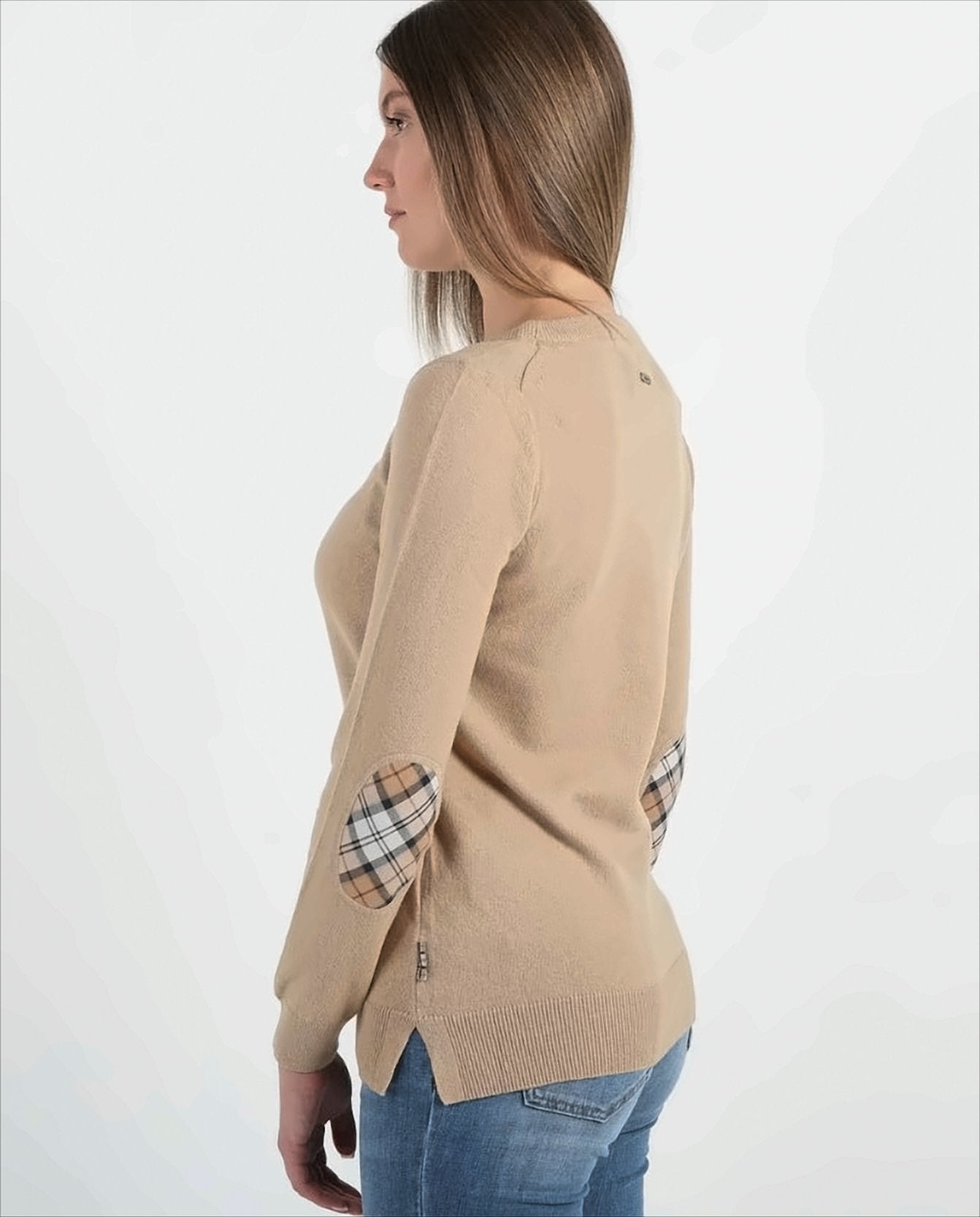 Sweter Pendle Crew z detalami w kratę