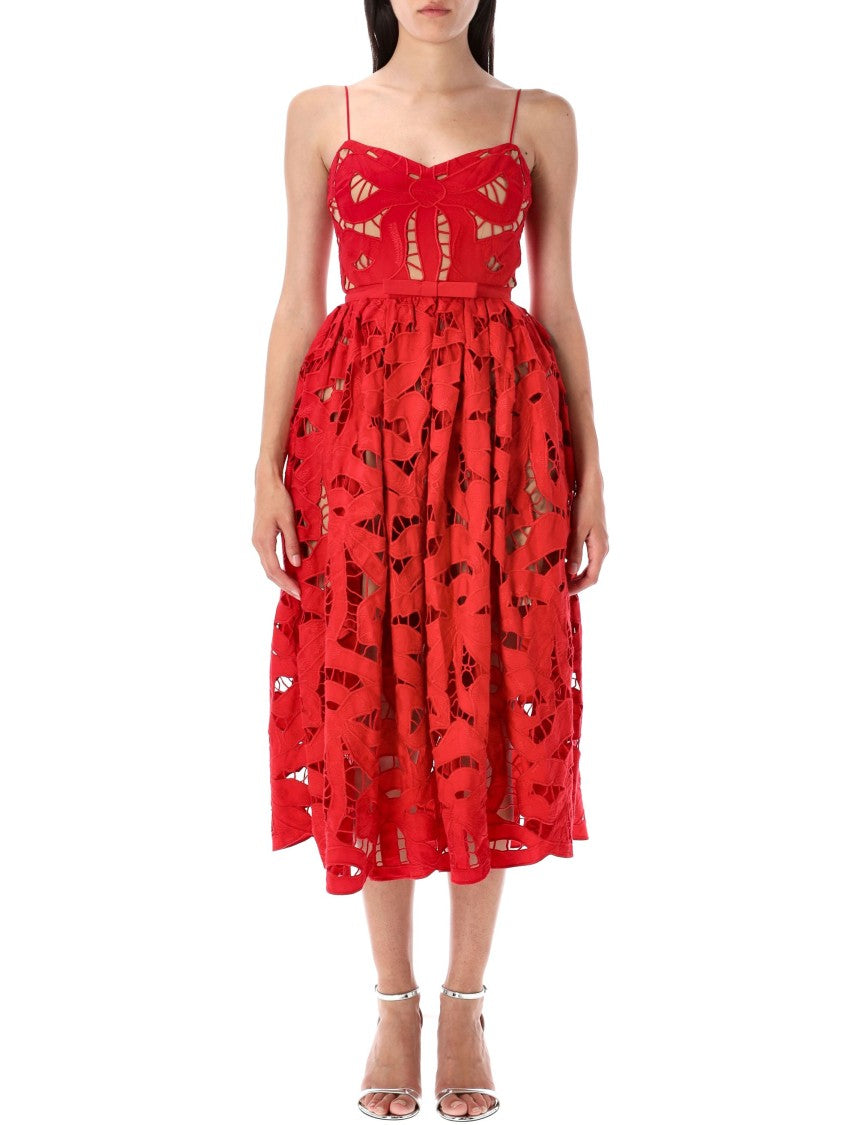 Bow Embroidered Midi Dress