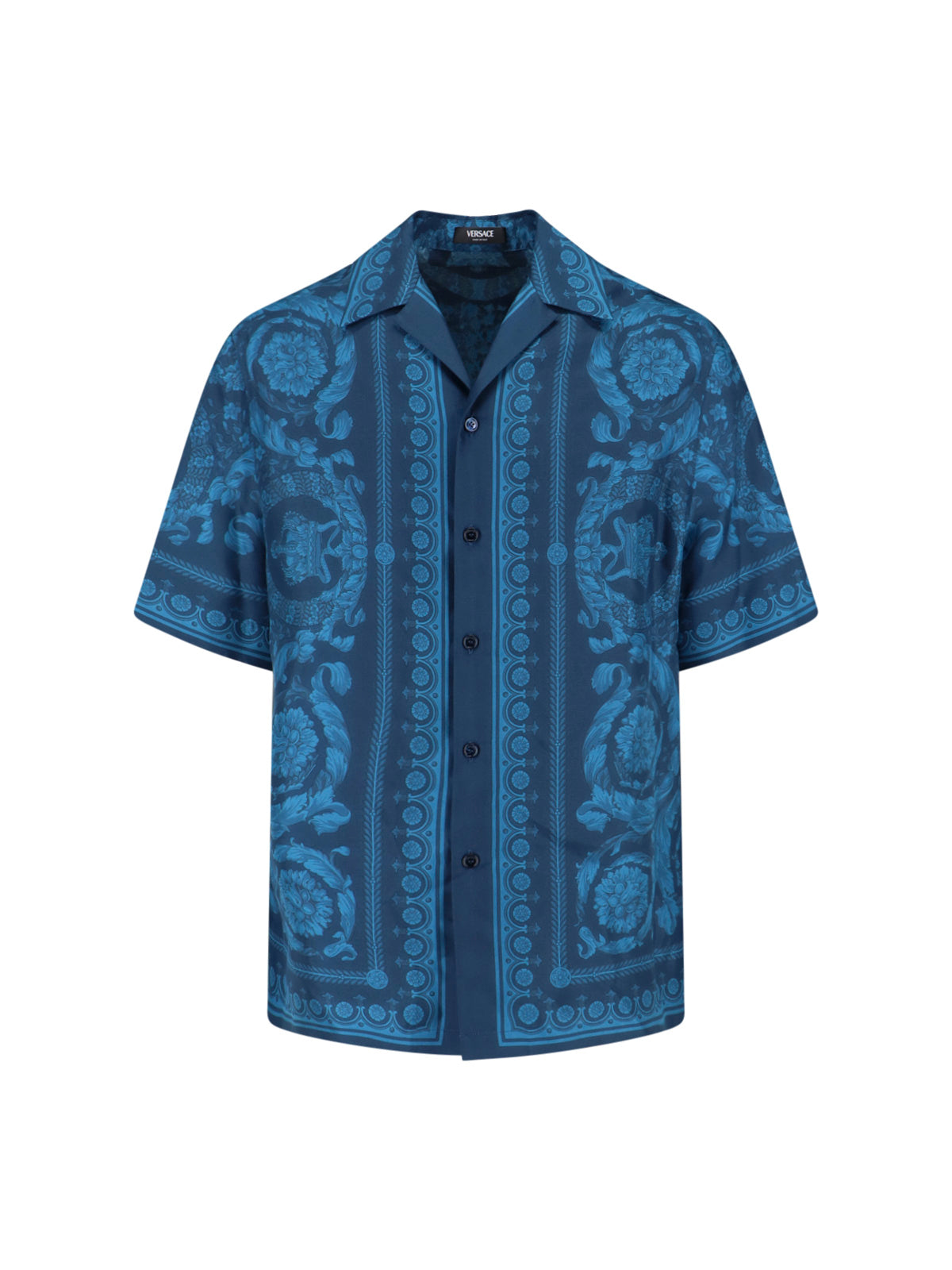 "Barocco" Silk Shirt – Blue