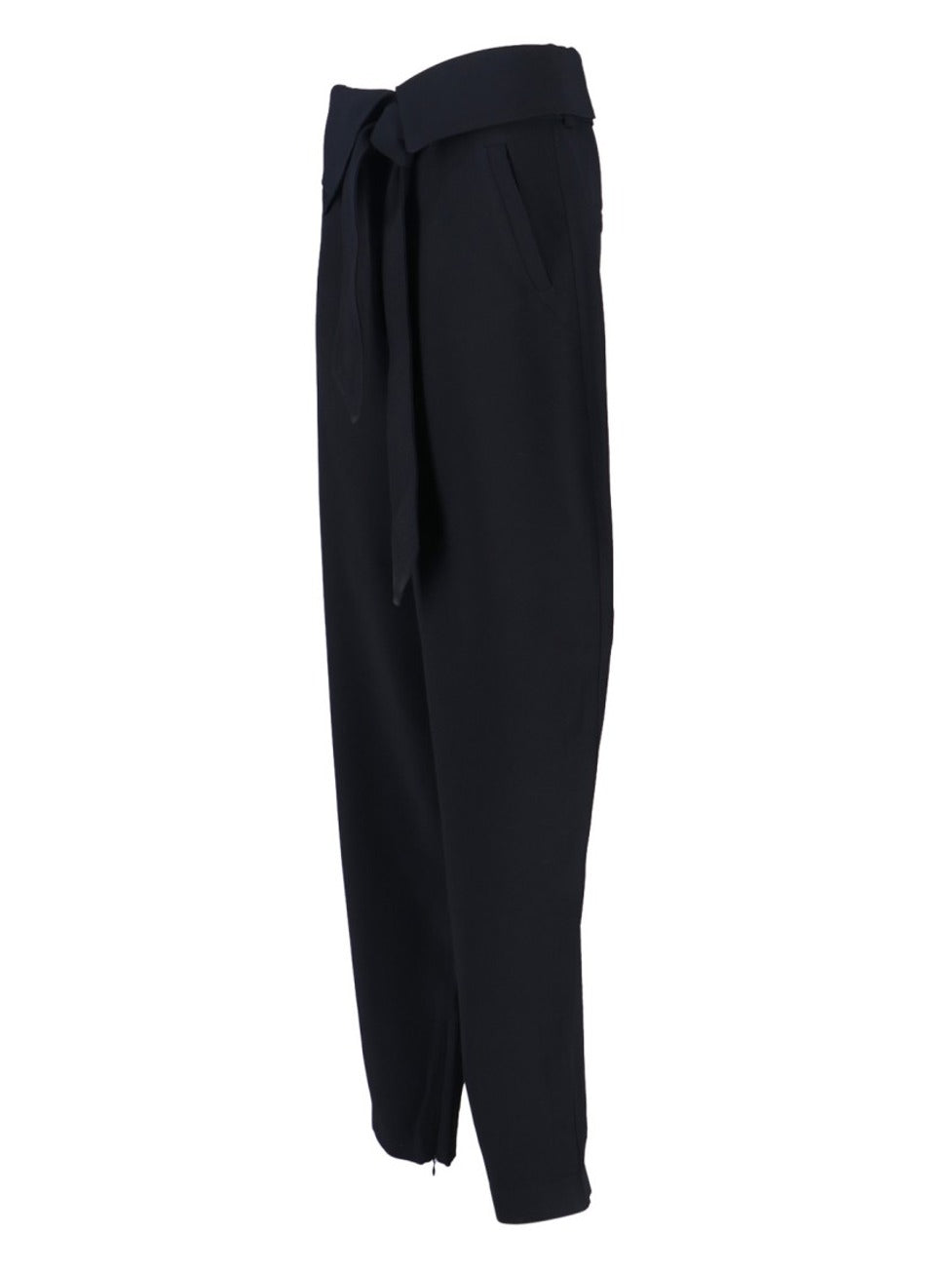 Czarne spodnie capri z wysokim stanem