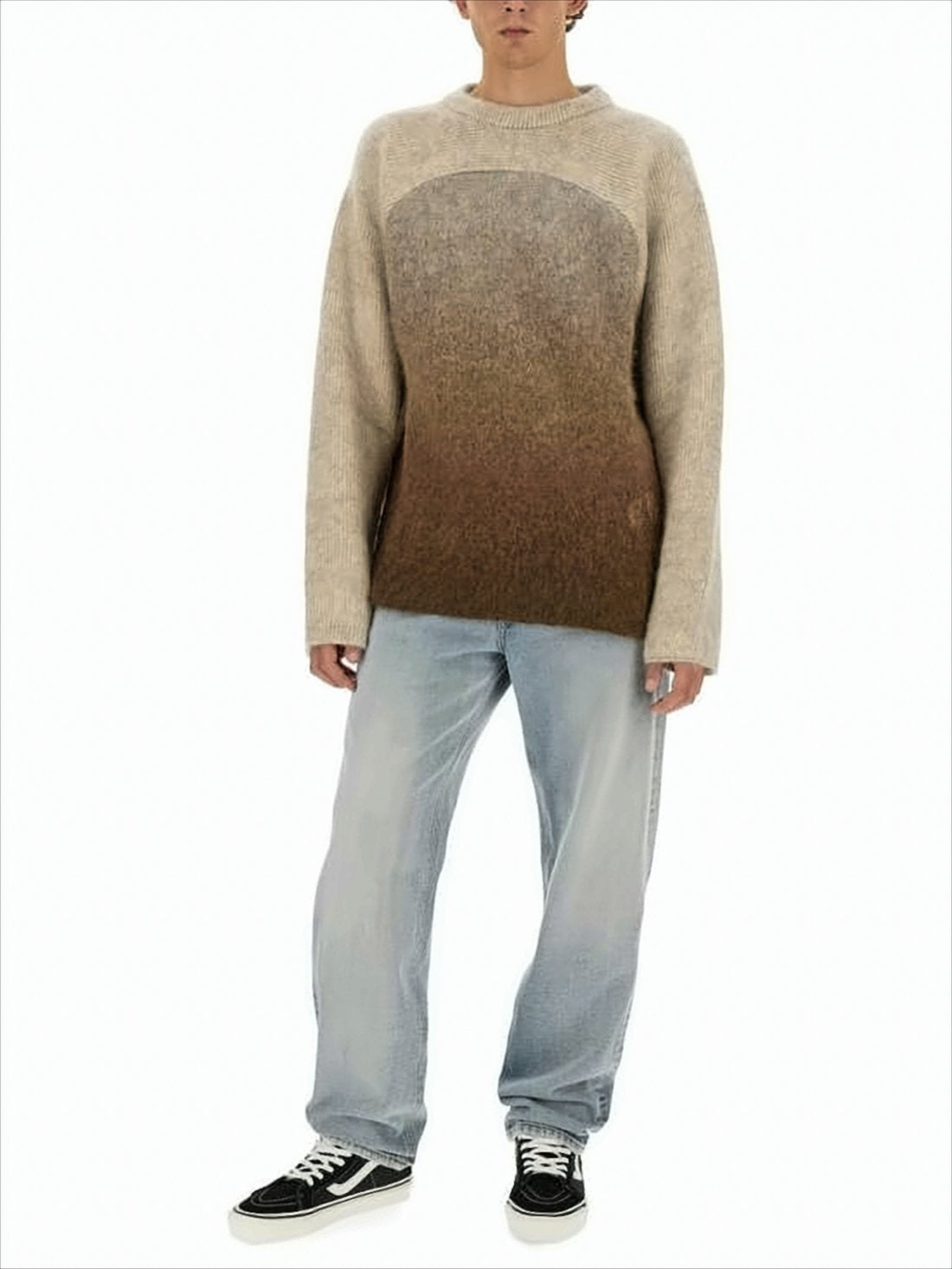 Gradient Knit Sweater with Soft Fuzzy Texture