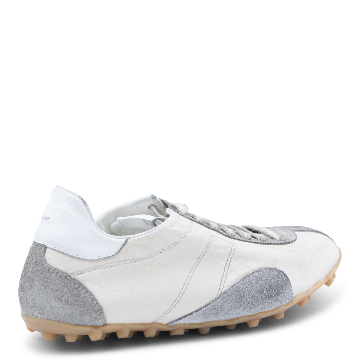 Low-Top White Leather Sneakers With Central Stripe Detail