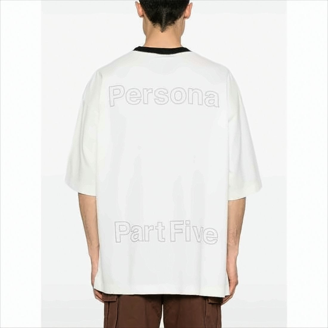 Relaxed Fit White T-Shirt with Blurred Duck Graphic