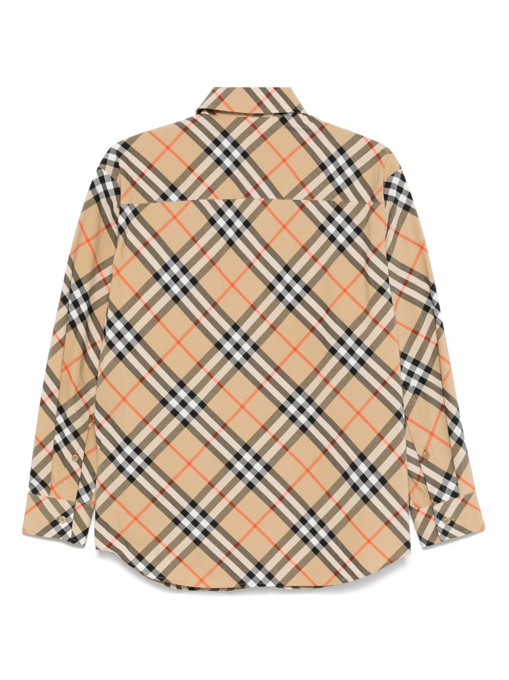 Plaid Patterned Sand Beige Shirt With Classic Collar