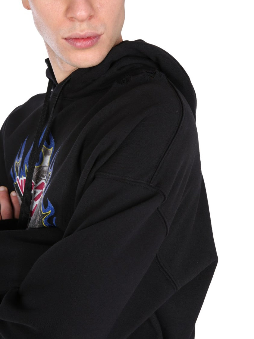 Graphic Logo Hoodie With Drawstring