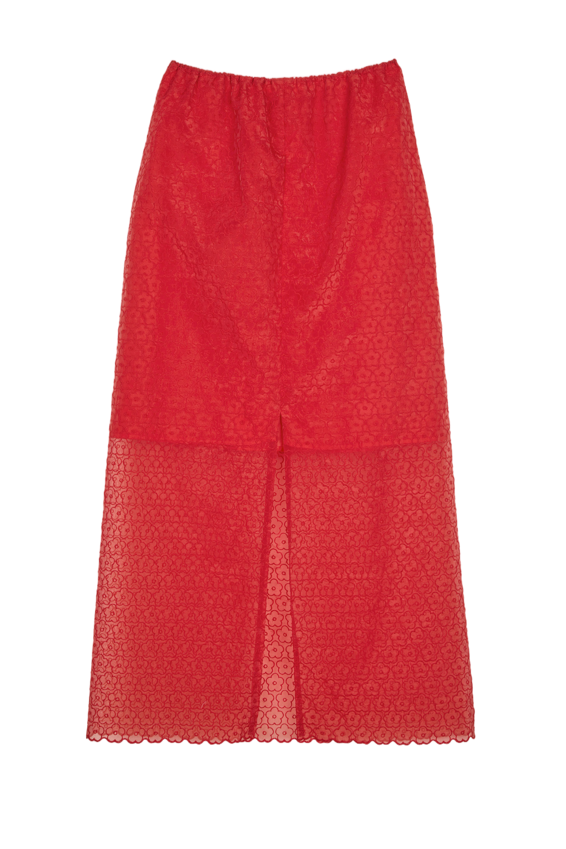 Floral Midi Skirt with Semi-Sheer Texture