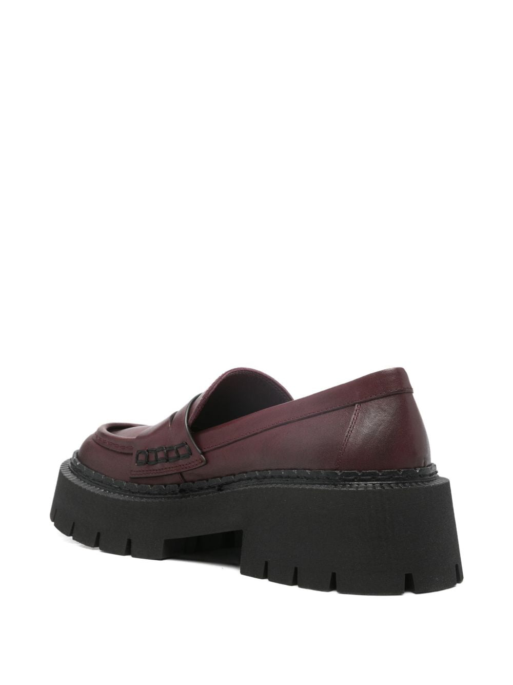 Penny Loafer Flat Shoes With Chunky Lug Sole