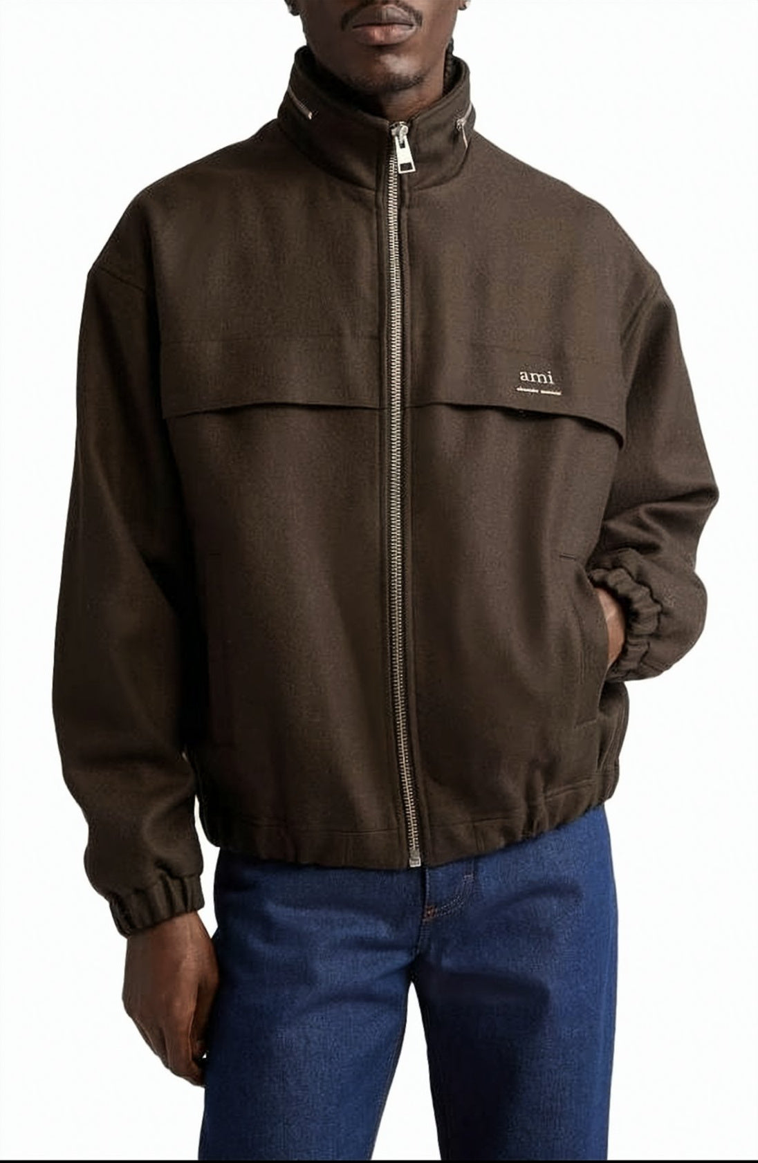 Structured Wool Jacket With Classic Collar And Functional Pockets