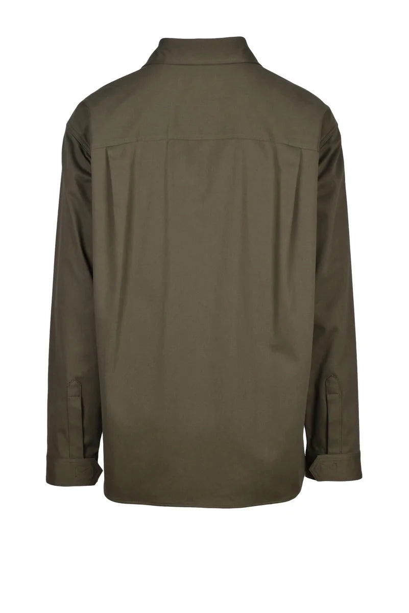 Stretch Cotton Military Shirt - Green