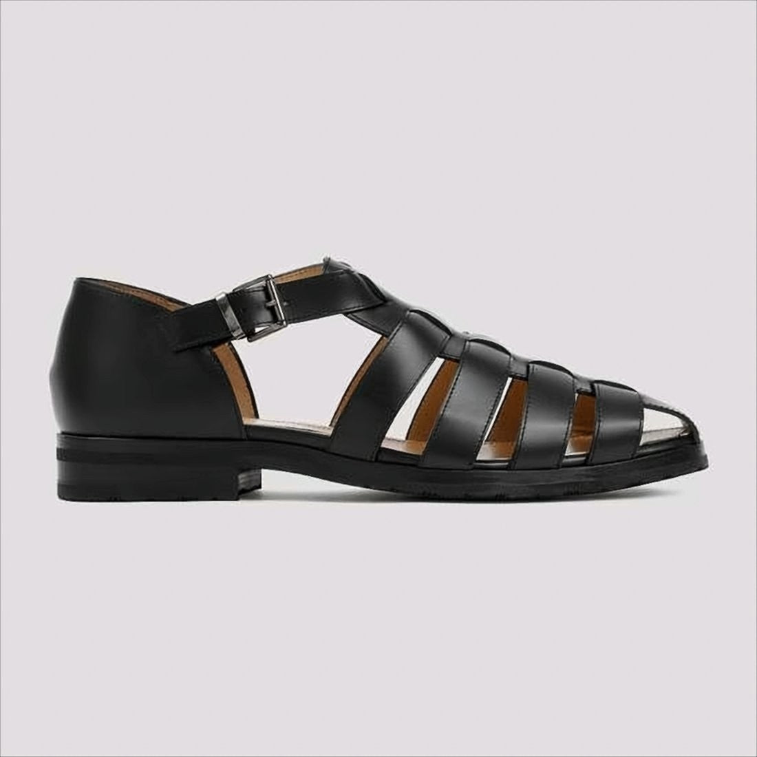 Men's Black Leather DOM Sandal with Closed Heel