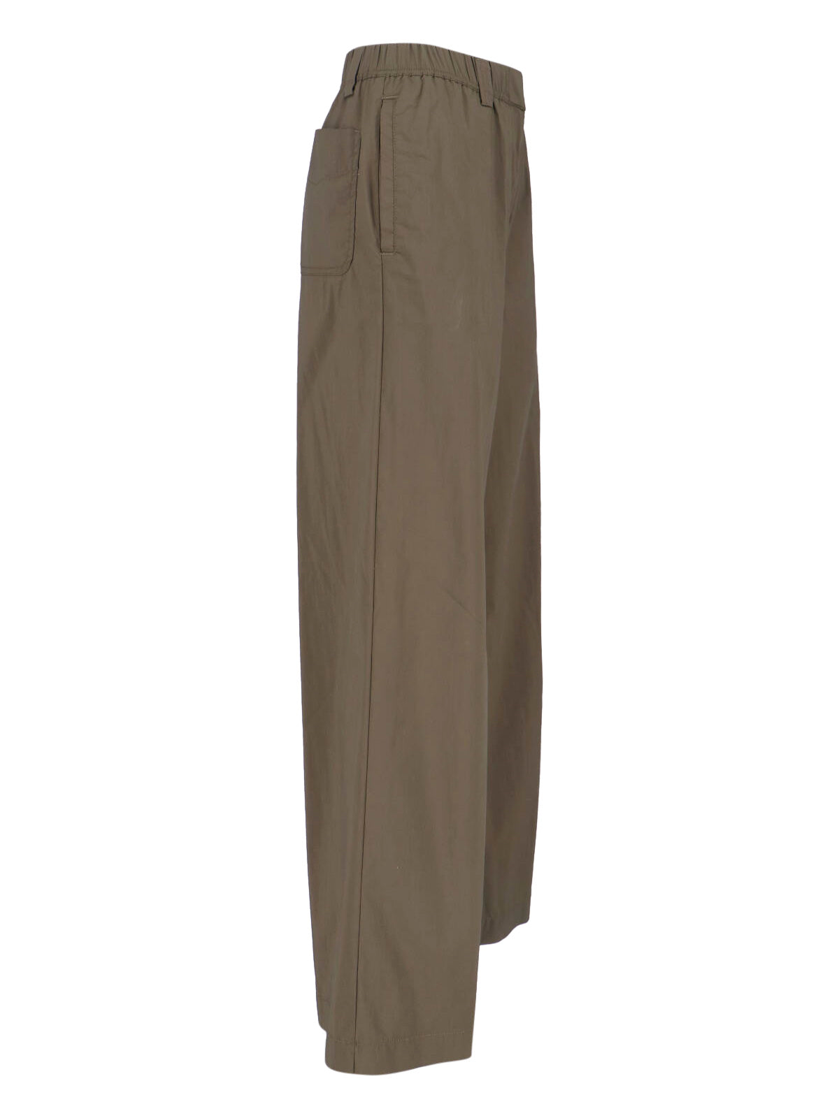 Wide Cotton Blend Trousers – Green