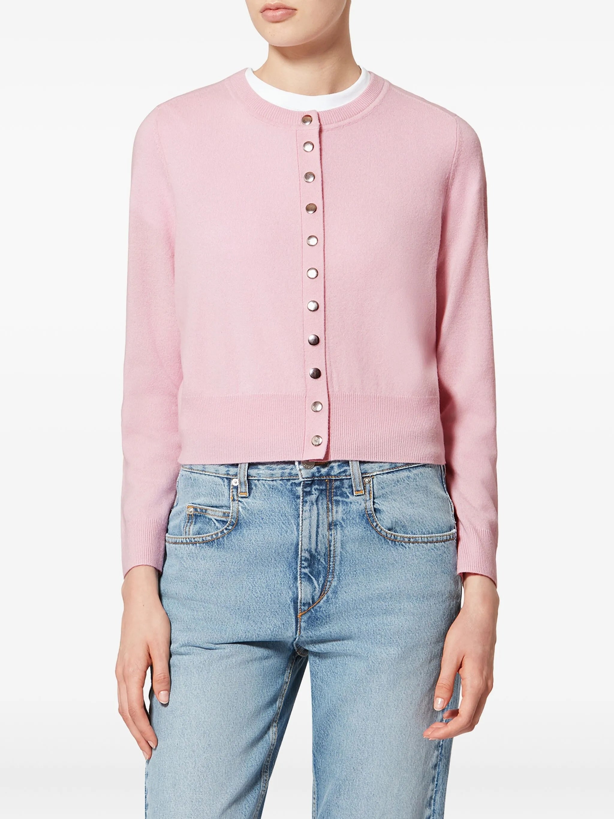 Neutral Idesia Cropped Merino Cardigan