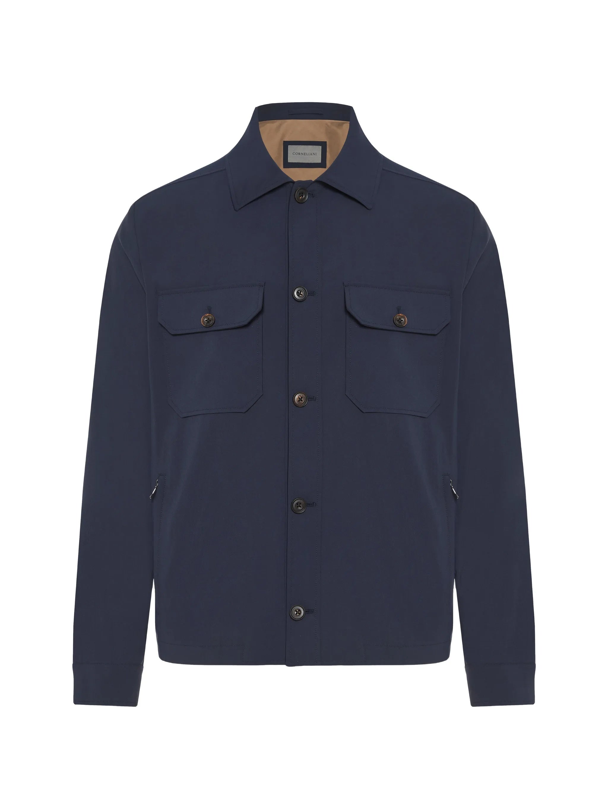Deep Blue Structured Boxy Silhouette Jacket