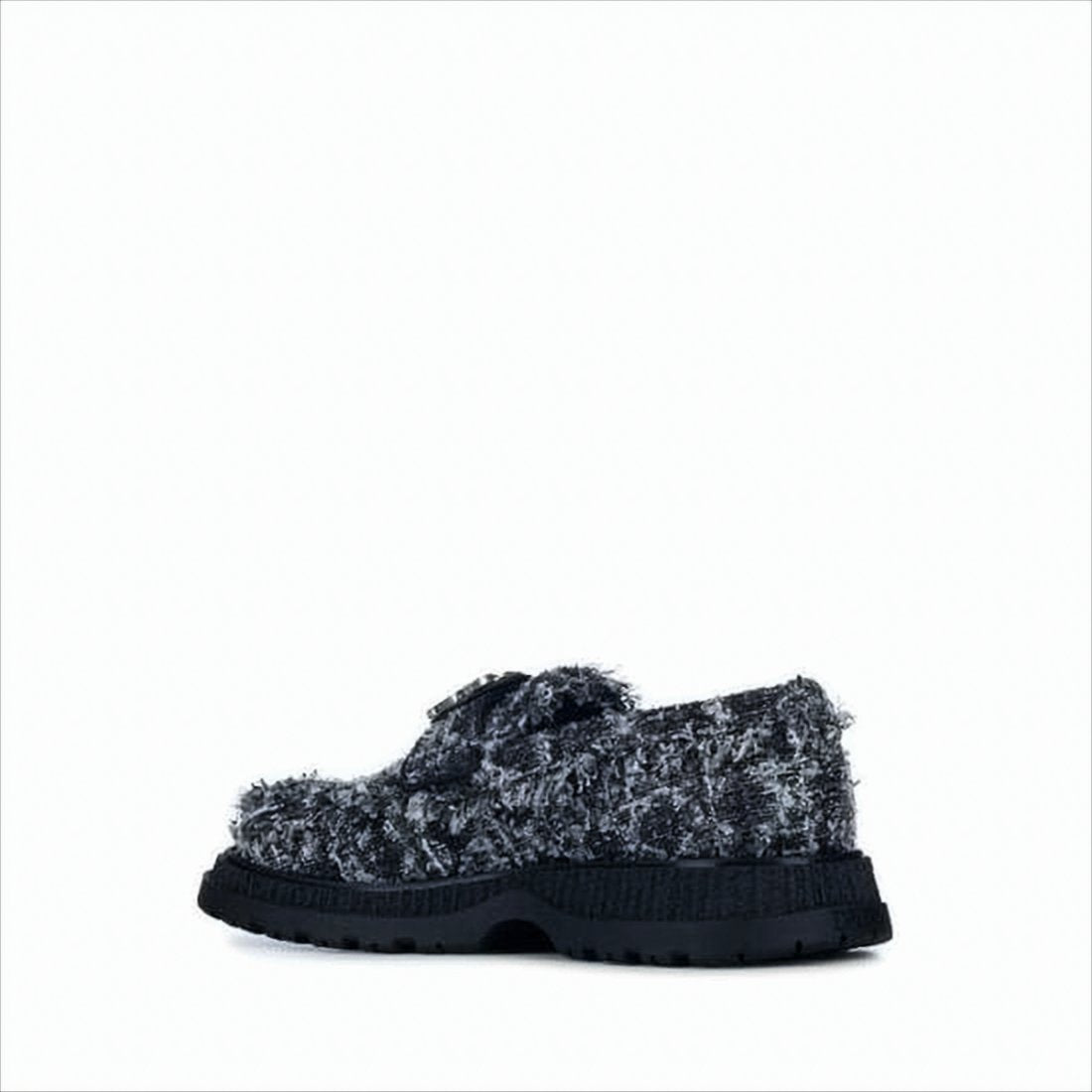 Textured Tweed Loafers with Chunky Rubber Sole