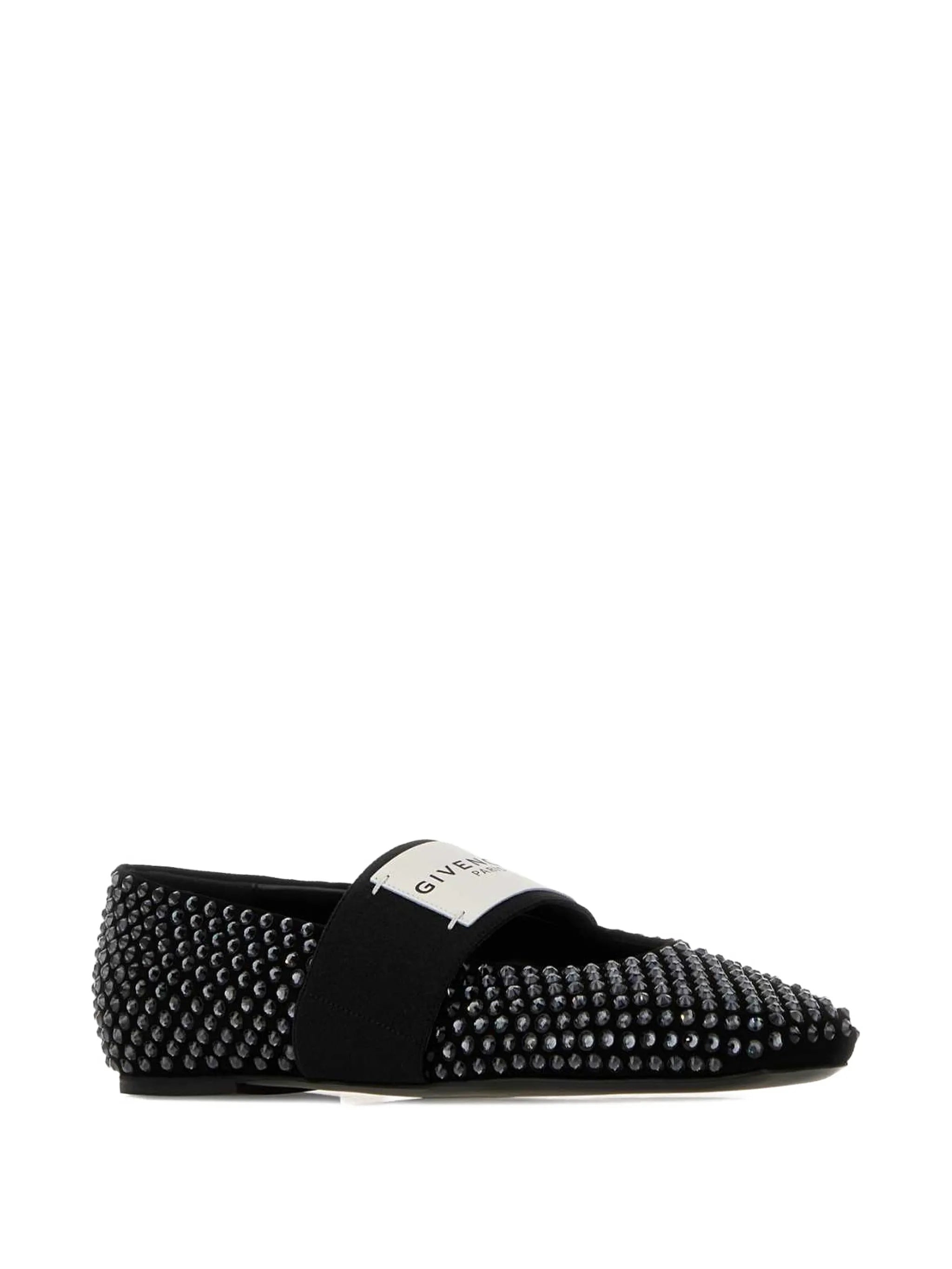 Ballerina Pointed-Toe Black Studded Flat Shoes