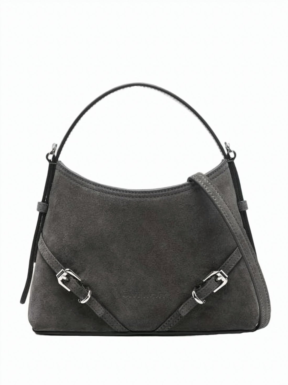 Structured Dark Grey Suede Handbag