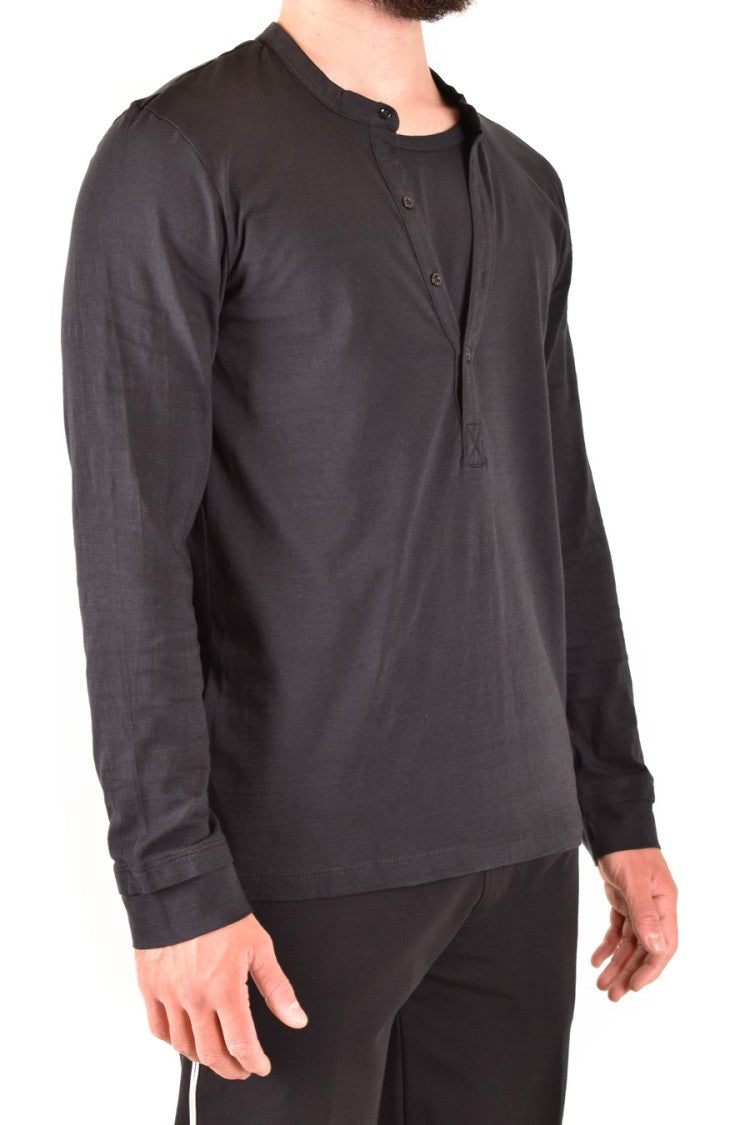 Long-Sleeve Black Cotton Shirt