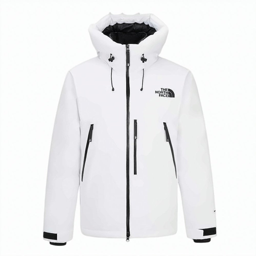 High-Collar White Short Padded Jacket