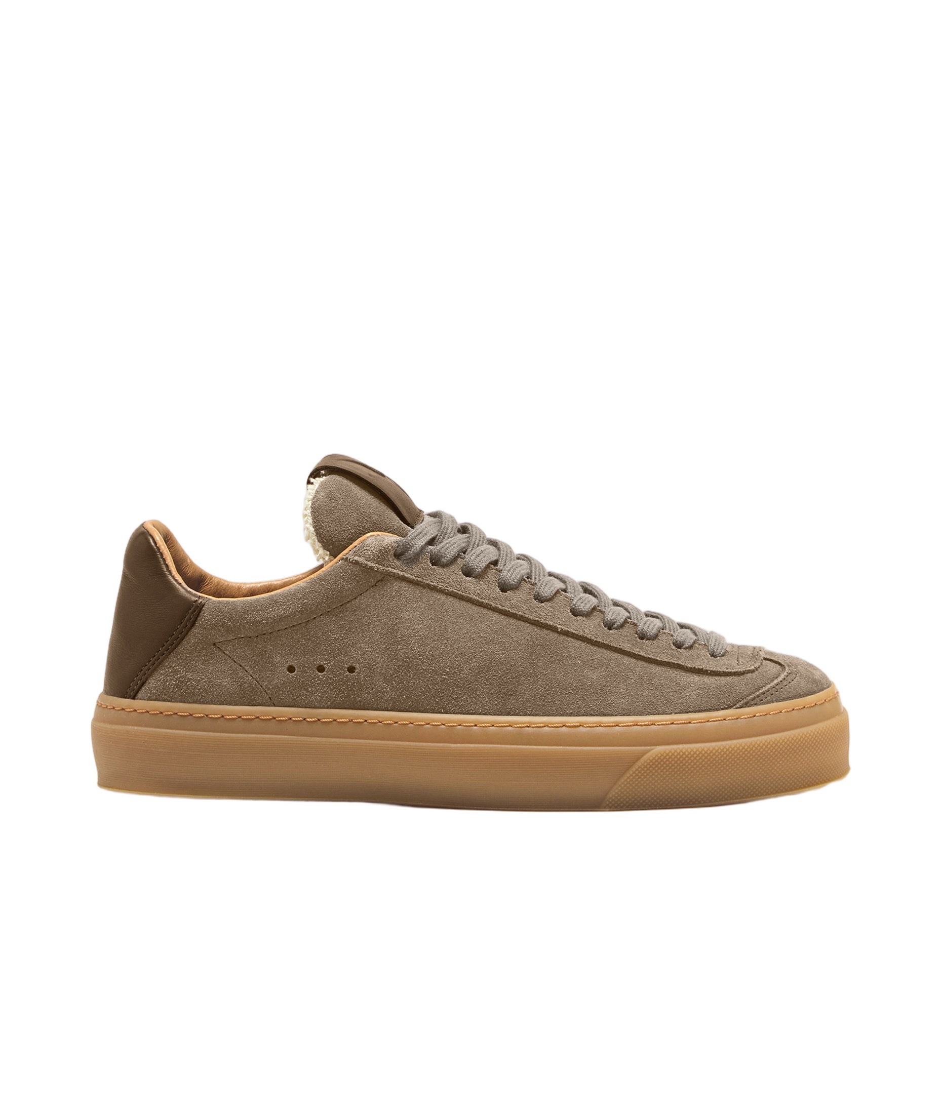 Taupe Sneakers With Suede And Leather Construction