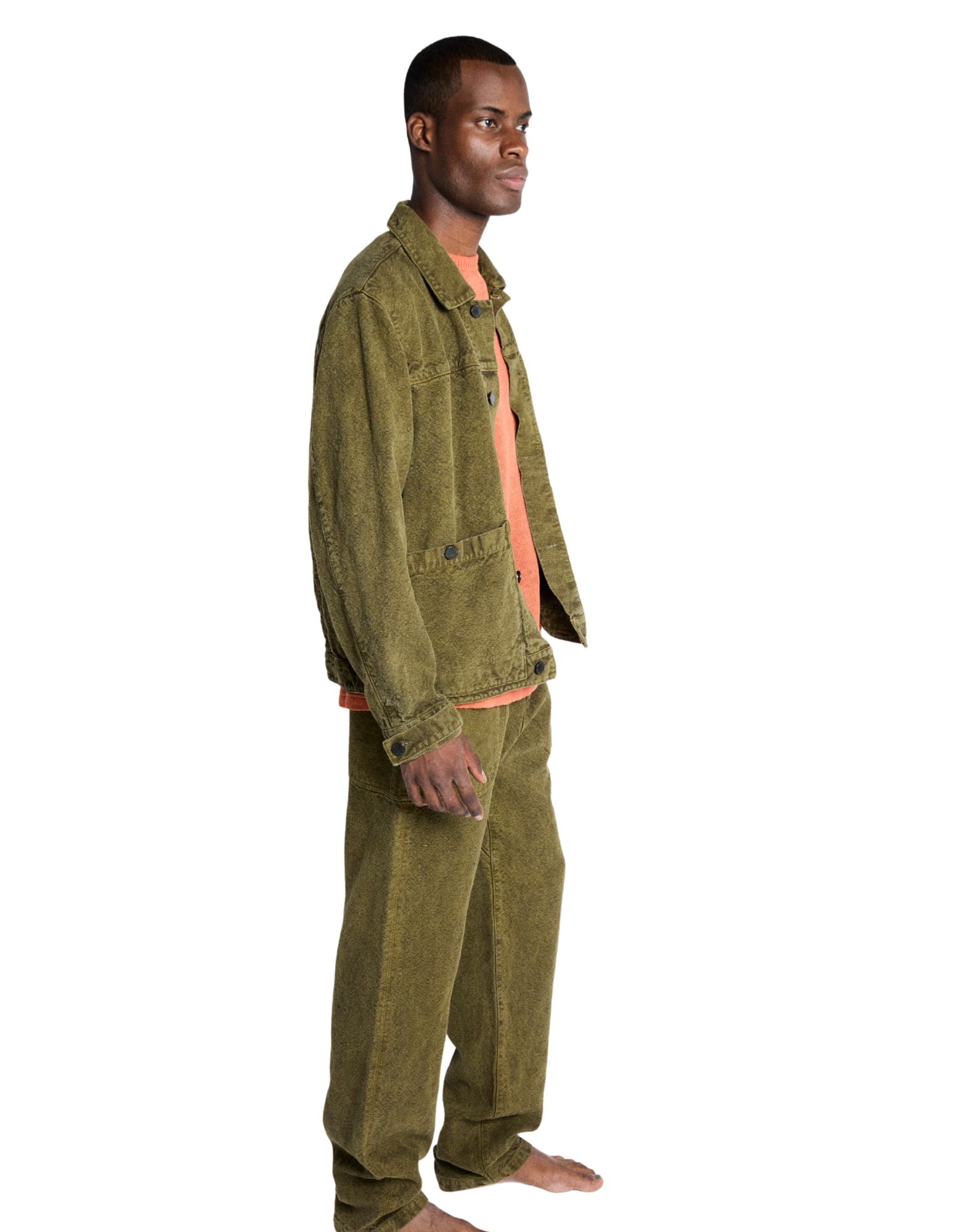 Green Loose Workwear Hemp Canvas Ranch Pants
